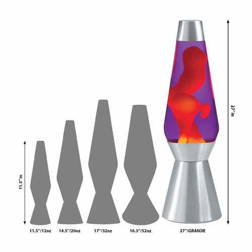 27” LAVA® Lamp Grande – Yellow/Purple/Silver Size Comparison